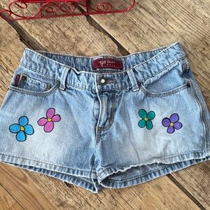 Women's Denim Shorts with Floral Design